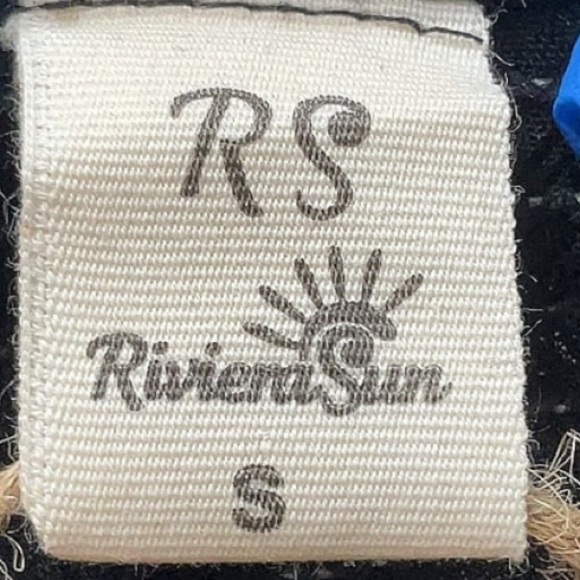 Riviera Sun Black White Embroidered Crop Off Shoulder pocket Jumpsuit Small - Picture 2 of 4